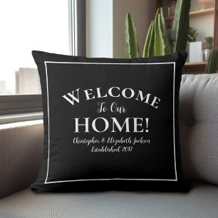 Welkom Thuis Eigen Zwart & Wit Chic Calligrafie Kussen