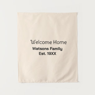 Welkom thuis familienaam est. Jaar guest house  Wandkleed