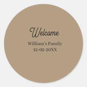 Welkom thuis familienaam huis inwijding ronde sticker