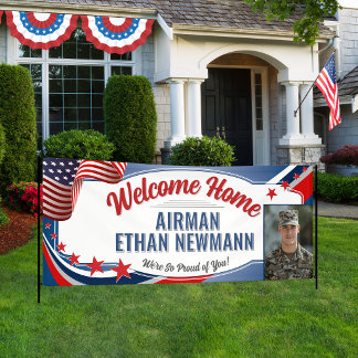 Welkom Thuis Militaire Foto Patriottische Amerikaa Spandoek