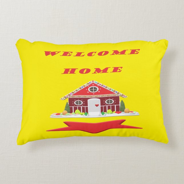 WELKOM THUIS ONTWERP MET KORTE ROOD EN HAPPY ACCENT KUSSEN (Voorkant)
