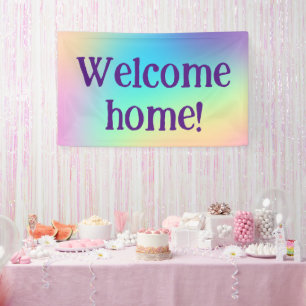 Welkom thuis! Pastel Rainbow Banner