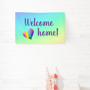 Welkom thuis! Rainbow Heart Spandoek