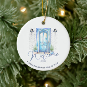 "Welkom thuis" Real Estate Client Gift Kerstmis Keramisch Ornament
