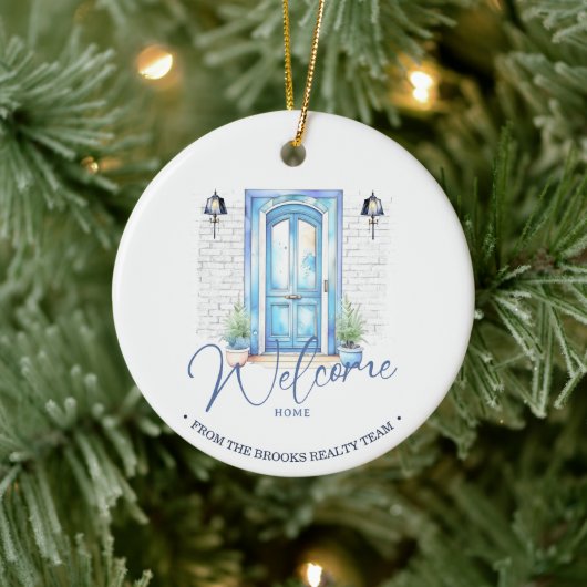 "Welkom thuis" Real Estate Client Gift Kerstmis Keramisch Ornament (Boom)