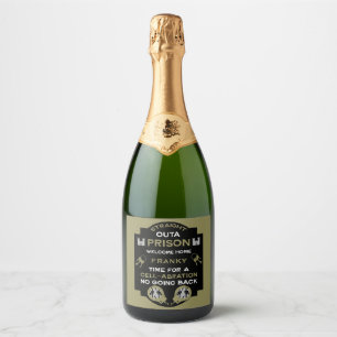 Welkom thuis uit de gevangenis sparkling wijnetiket