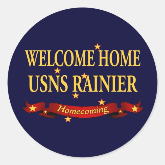 Welkom thuis USNS Rainier Ronde Sticker (Voorkant)