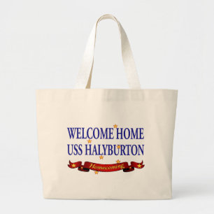 Welkom thuis USS Halyburton Grote Tote Bag