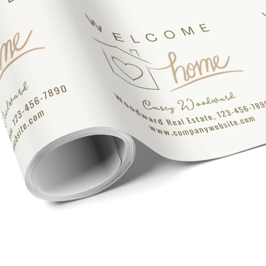 Welkom Thuis Vastgoed Minimalistisch Gepersonalise Cadeaupapier (Rol Hoek)