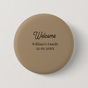 Welkom thuis voeg familienaam toe huis inwijding ronde button 5,7 cm