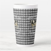 Welkom thuis Zwarte en Witte Cow Check Name Latte Mok (Voorkant)