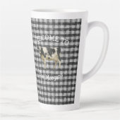 Welkom thuis Zwarte en Witte Cow Check Name Latte Mok (Rechts)