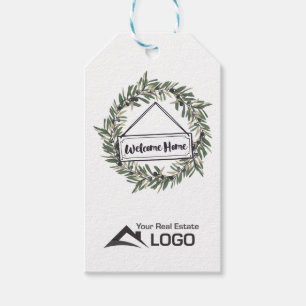 Welkom thuisbasis aangepast onroerend goed cadeaulabel