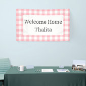 Welkom Thuisnaam Roze en Witte Buffalo Controle Spandoek (Beurs)