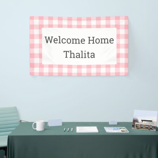 Welkom Thuisnaam Roze en Witte Buffalo Controle Spandoek (Beurs)