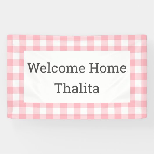 Welkom Thuisnaam Roze en Witte Buffalo Controle Spandoek (Horizontaal)