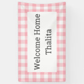 Welkom Thuisnaam Roze en Witte Buffalo Controle Spandoek (Verticaal)