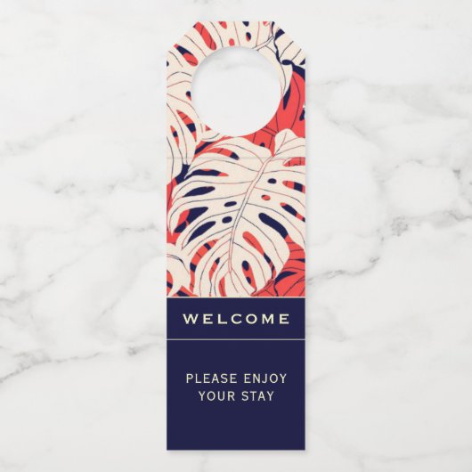 Welkom | Tropisch palm Leaf | Vakantierbout Flessenhanger (Voorkant)