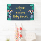 Welkom! Tropisch Toucan Bird Baby shower Spandoek (Insitu)