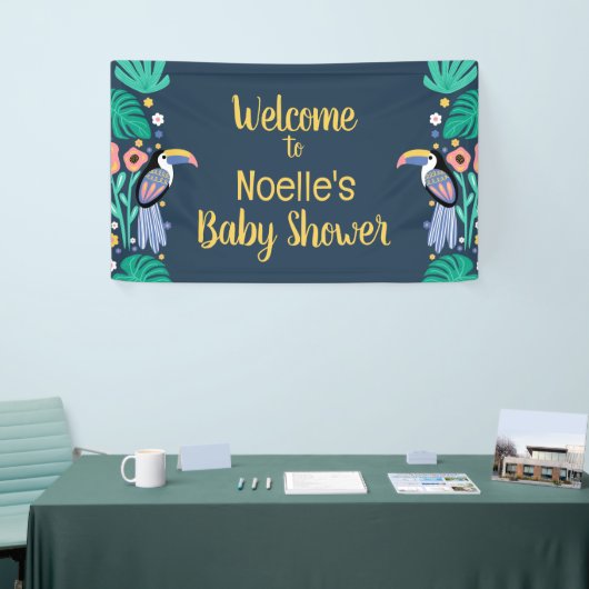 Welkom! Tropisch Toucan Bird Baby shower Spandoek (Beurs)