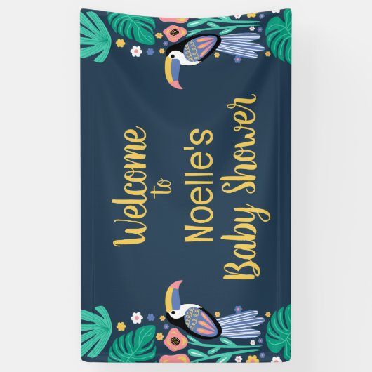 Welkom! Tropisch Toucan Bird Baby shower Spandoek (Verticaal)