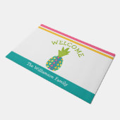 Welkom Tropische gastvrijheid Pineapple Turquoise Deurmat (Schuin)