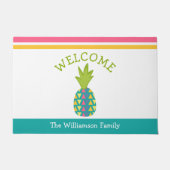 Welkom Tropische gastvrijheid Pineapple Turquoise Deurmat (Voorkant)