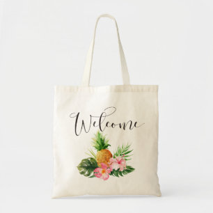 Welkom Tropische palmboom Pineappelflorale Tote Bag
