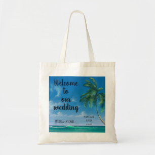 Welkom tropische strandbestemming bruiloft tote bag