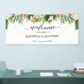 Welkom Tropische Summer Leaves Script Weduwen Spandoek (Beurs)