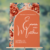 Welkom Trouwbord | Boho Terracotta Floral Acryl Bord (Neutraal)