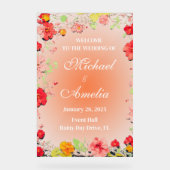 Welkom Trouwbord rood geel sinaasappel roze bloeme Acryl Bord (Voorkant)