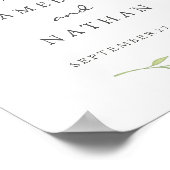 Welkom Trouwbord Waterverf Groene Blad Poster (Hoek)