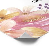 Welkom Trouwposter Waterverf Bloemposter Poster (Hoek)