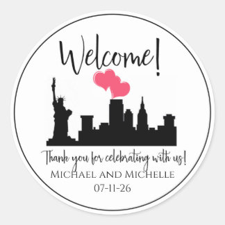 Welkom Trouwtas Gast New York City NYC Ronde Sticker