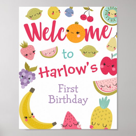 Welkom Tuttifrutti-bord Poster (Voorkant)