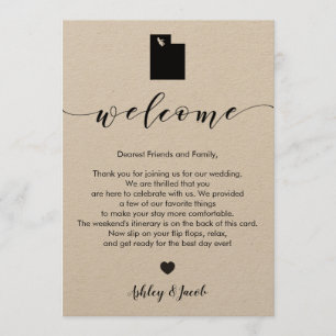 Welkom Utah Wedding-brief & reiskaart Programma