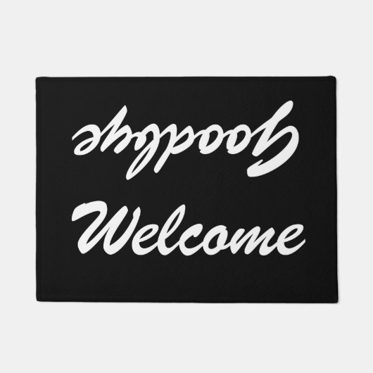 WELKOM VAARWEL deurmat | Zwart-wit (Voorkant)