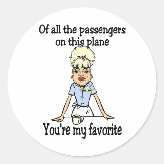 Welkom van de stewardess ronde sticker (Voorkant)