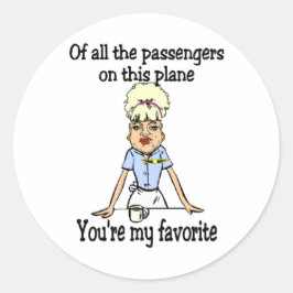 Welkom van de stewardess ronde sticker