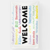 Welkom veel talen kleurrijke typografie wit spandoek (Verticaal)