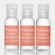 Welkom Verjaardagspartij Peach Hand Sanitizer
