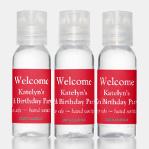 Welkom Verjaardagspartij Rode Hand Sanitizer