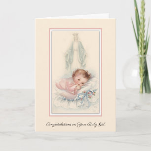 Welkom Vintage Baby Meisje Maagd Maria Katholiek Kaart