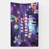 Welkom virtuele realiteit bij games op feestdag spandoek (Verticaal)