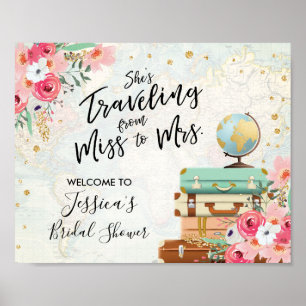 Welkom Vrijgezellenfeest Miss aan mevrouw Floral Poster