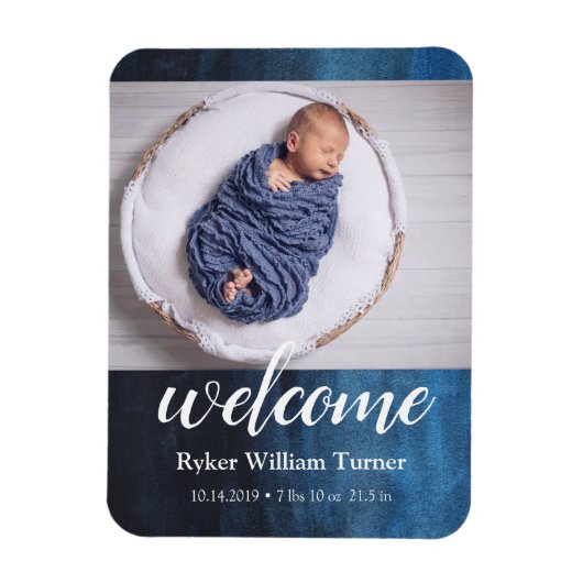 Welkom Waterverf Birth Announding Magnet Magneet (Verticaal)