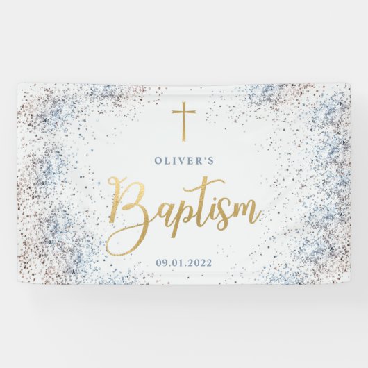 Welkom waterverf Blue en Gold Baptism Spandoek (Horizontaal)