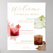 Welkom Waterverf Cocktails Wedding Drink Menu Poster (Voorkant)