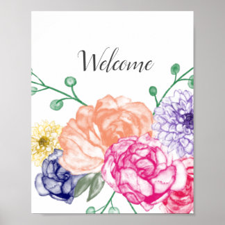 Welkom waterverf Floral Poster